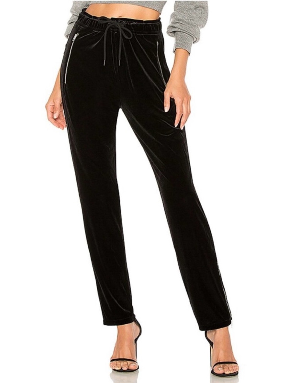 NWT Rag & Bone Black Velvet Zip Track Pant - Size XS